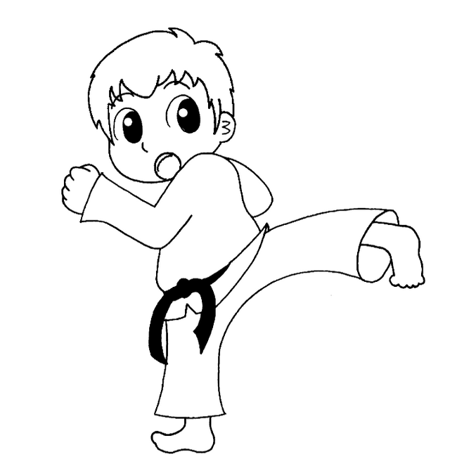 karate kids class coloring picture