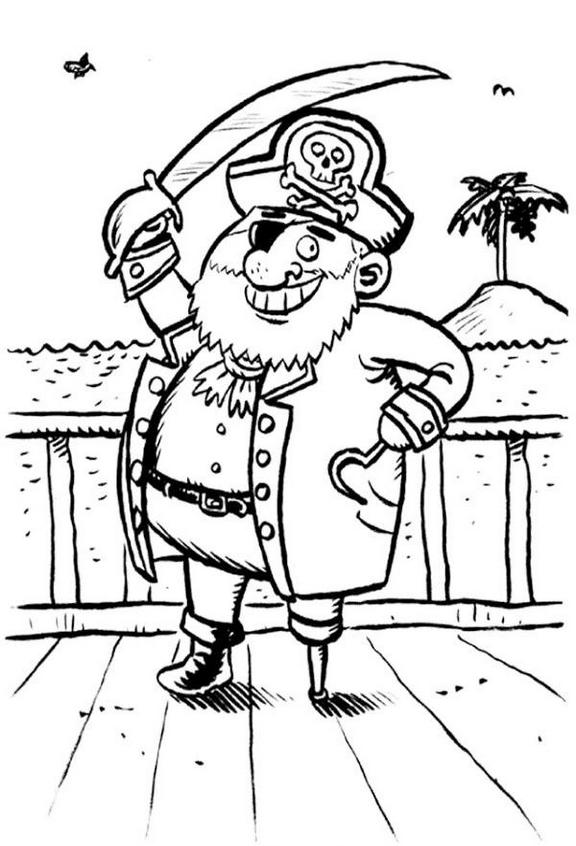 pirate smiling on the ship coloring and activity page