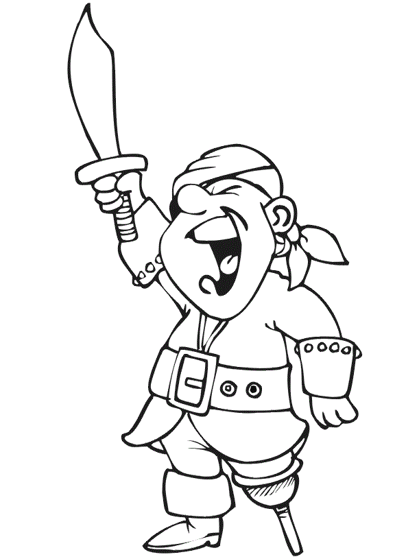 pirate with a sword coloring sheet