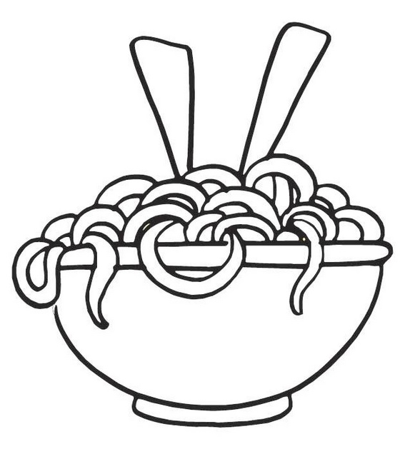 spaghetti noodles coloring sheet for kids