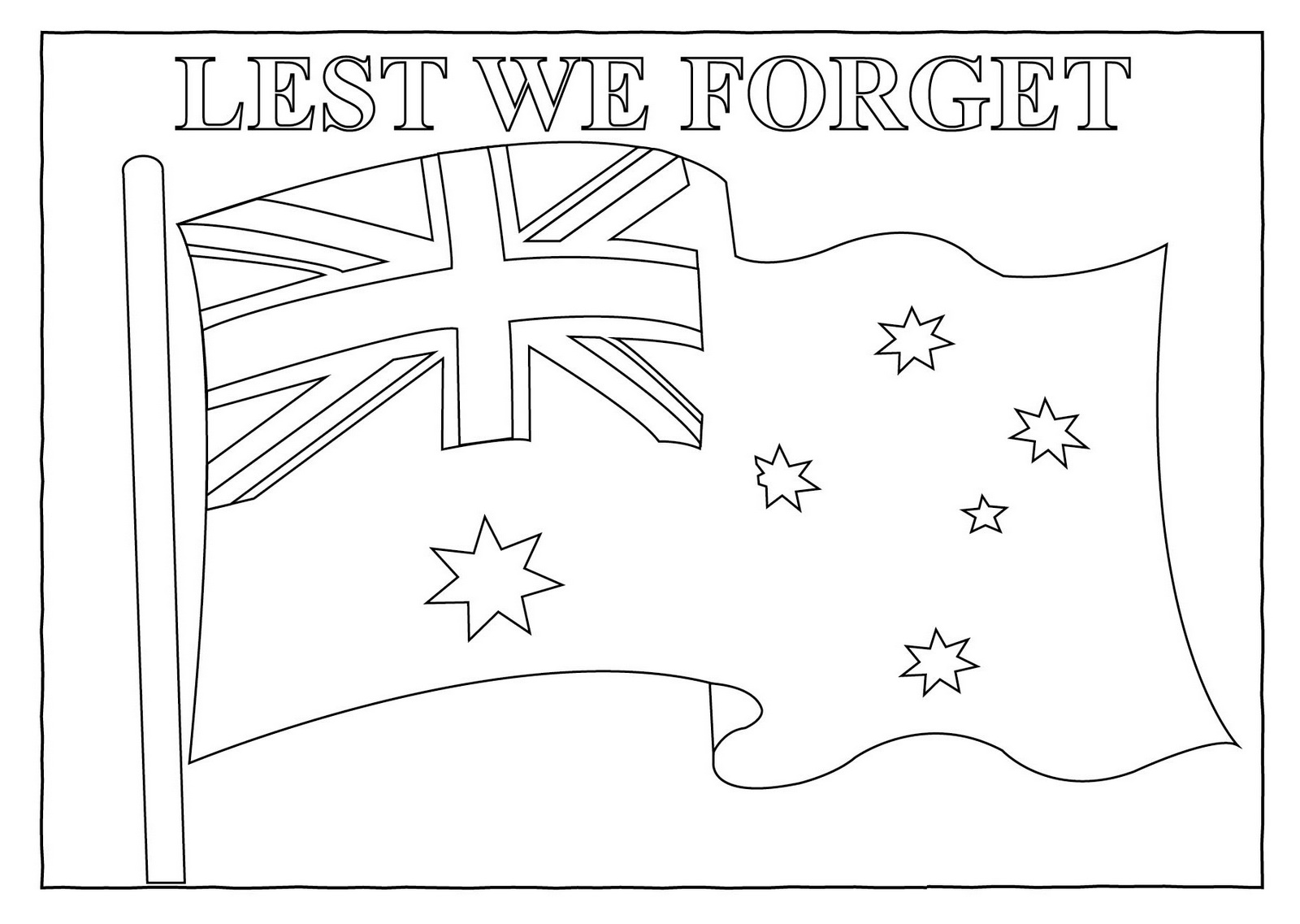 Australia flag fluttering coloring page