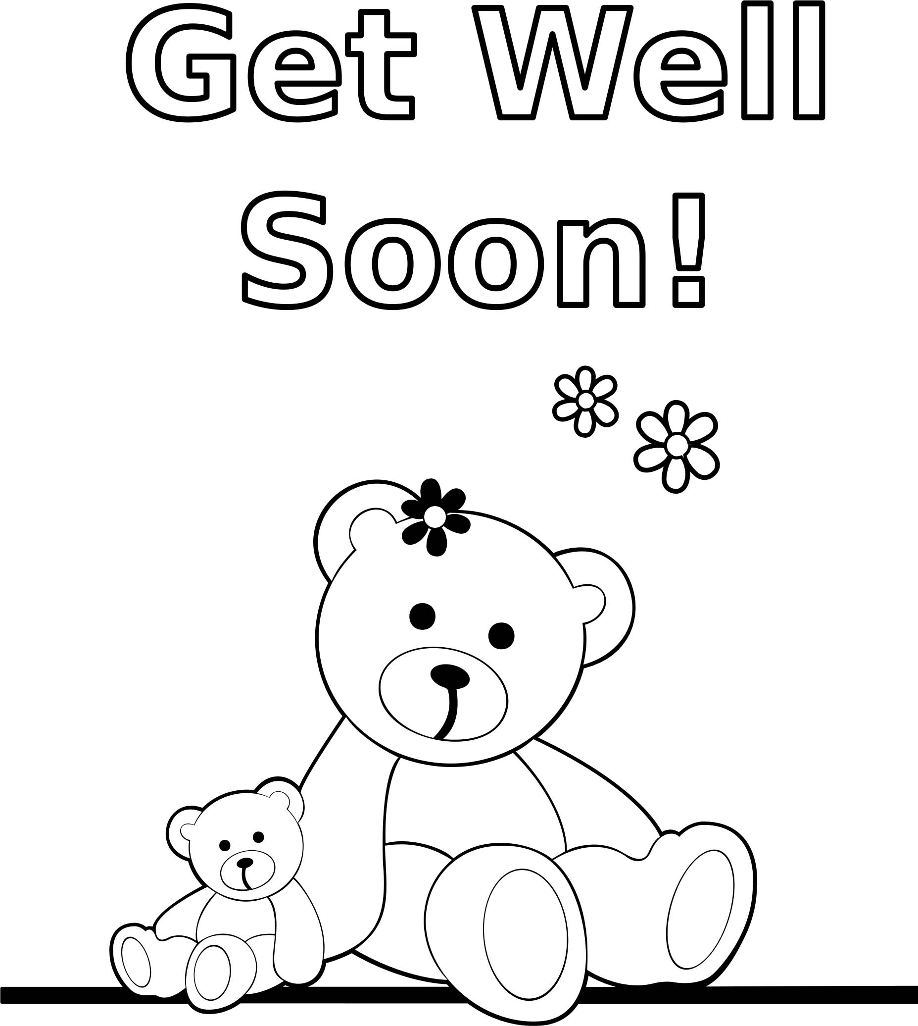 Bear themed Get Well Soon Coloring Sheet for Kids