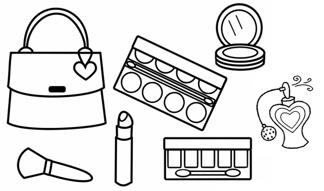Glitter Makeup Printable Coloring Page 595x421