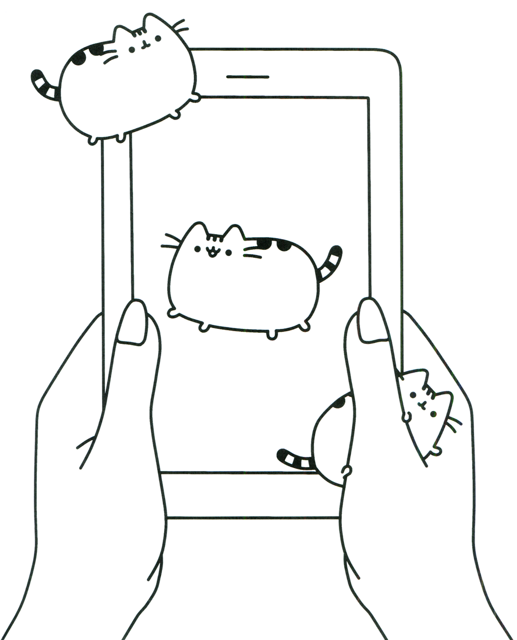 Kawaii Pusheen the Cat Smartphone Coloring Sheet