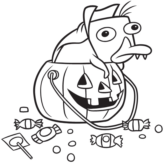 Perry the platypus Halloween coloring sheets
