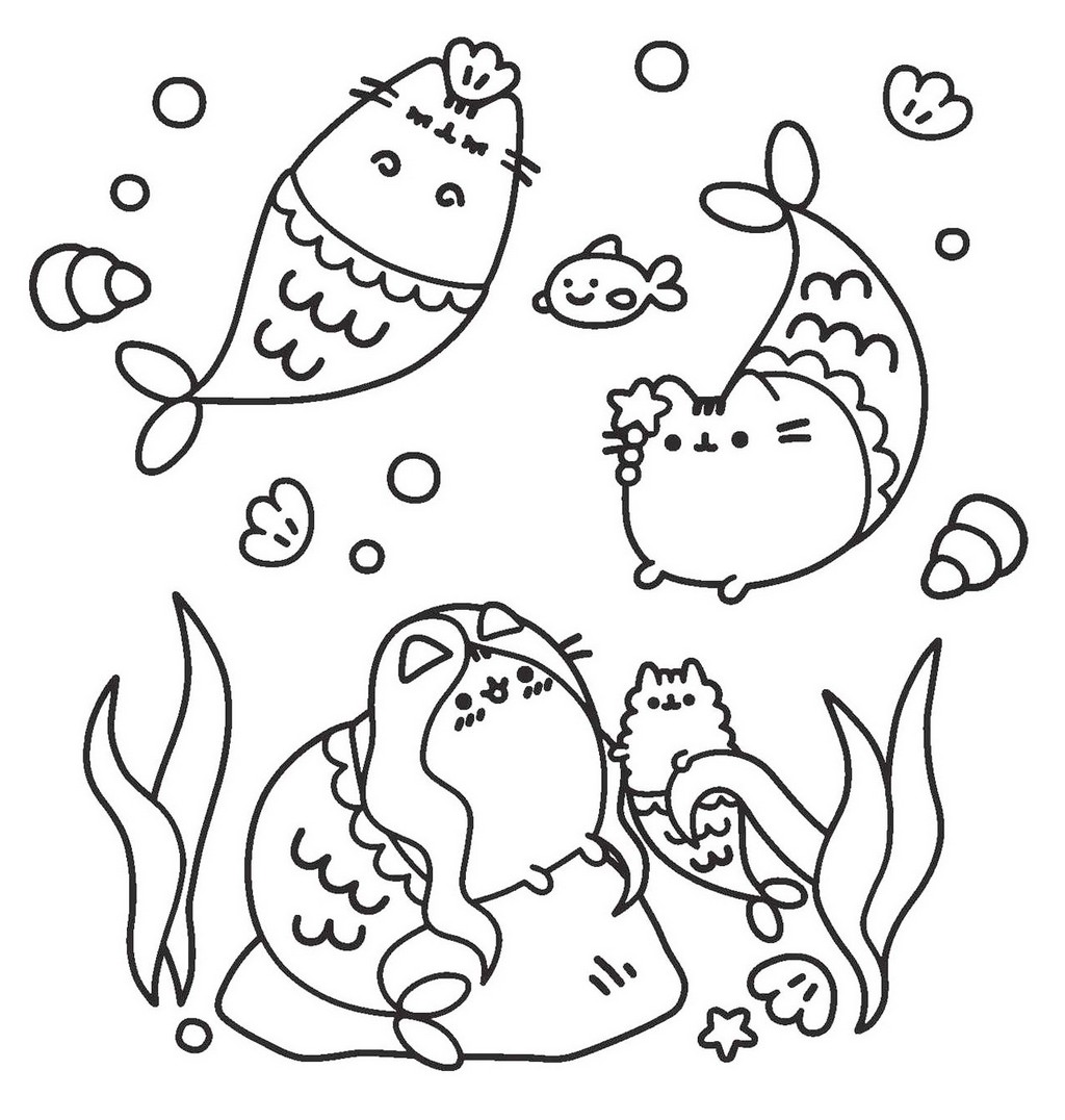 Pusheen the Cat Underwater Coloring Sheet