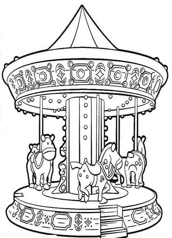 Shining Night Carnival Carousel Coloring Pages