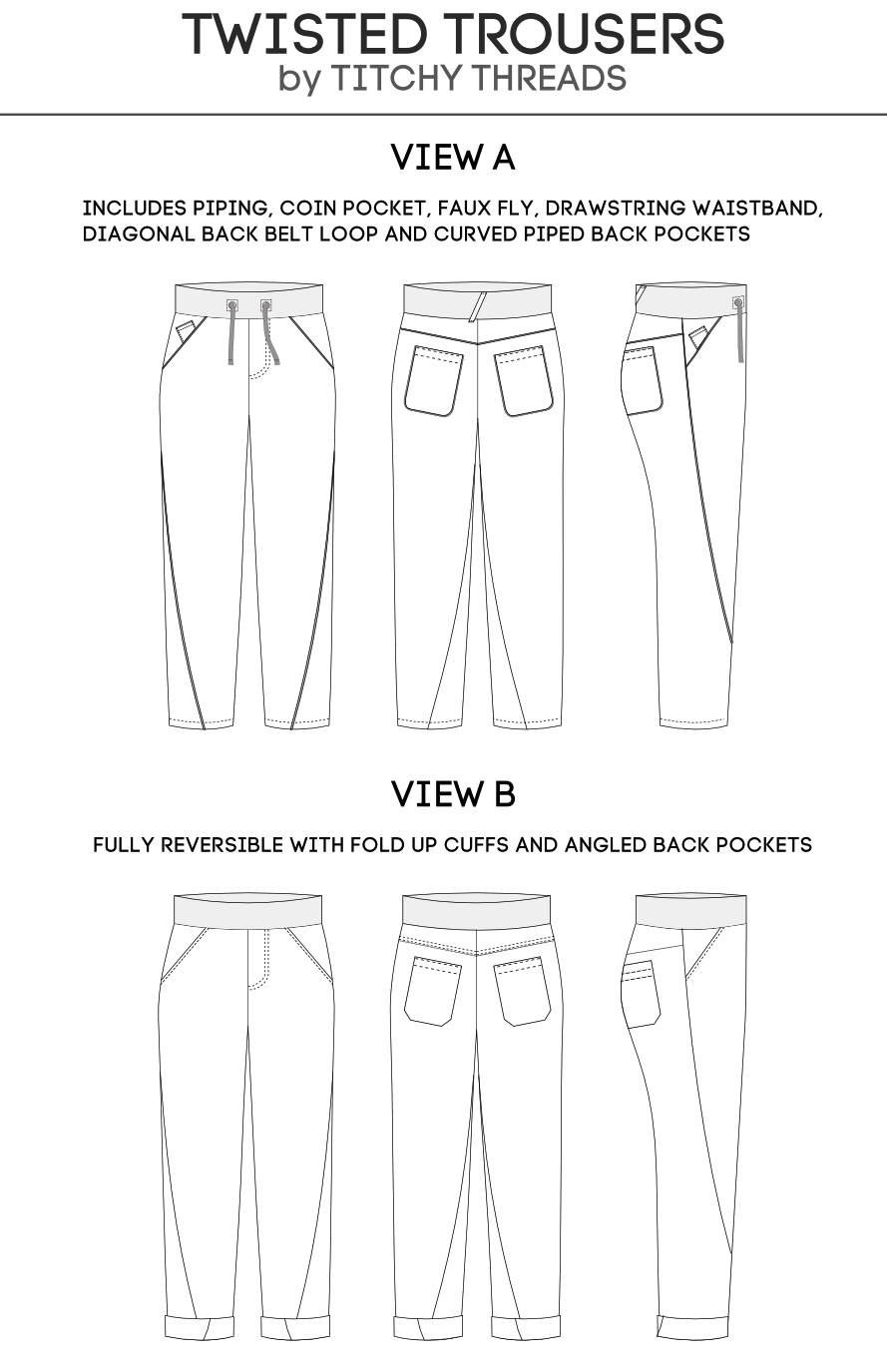 Trousers fashion drawing sheet