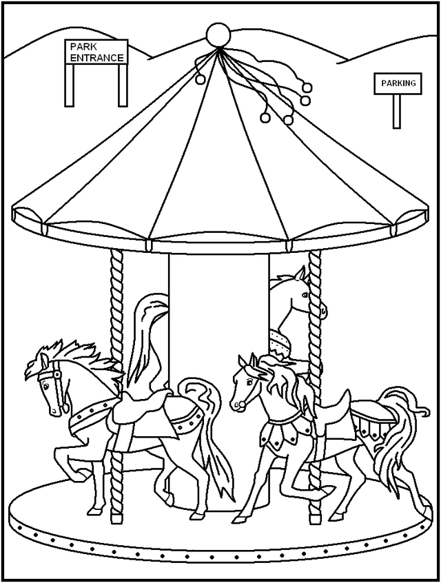 Beautiful Night Carnival Carousel Coloring Pages