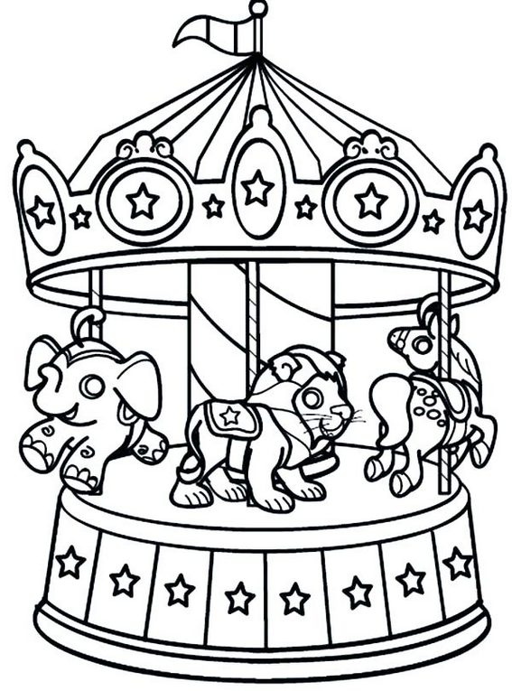 best carnival carousel coloring sheets with various animals seats for riders