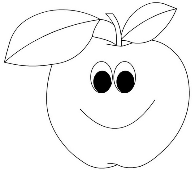 best cartoon apple with face coloring food with face coloring picture