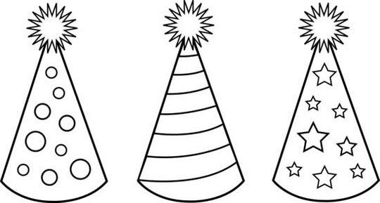 birthday hat coloring page for kids