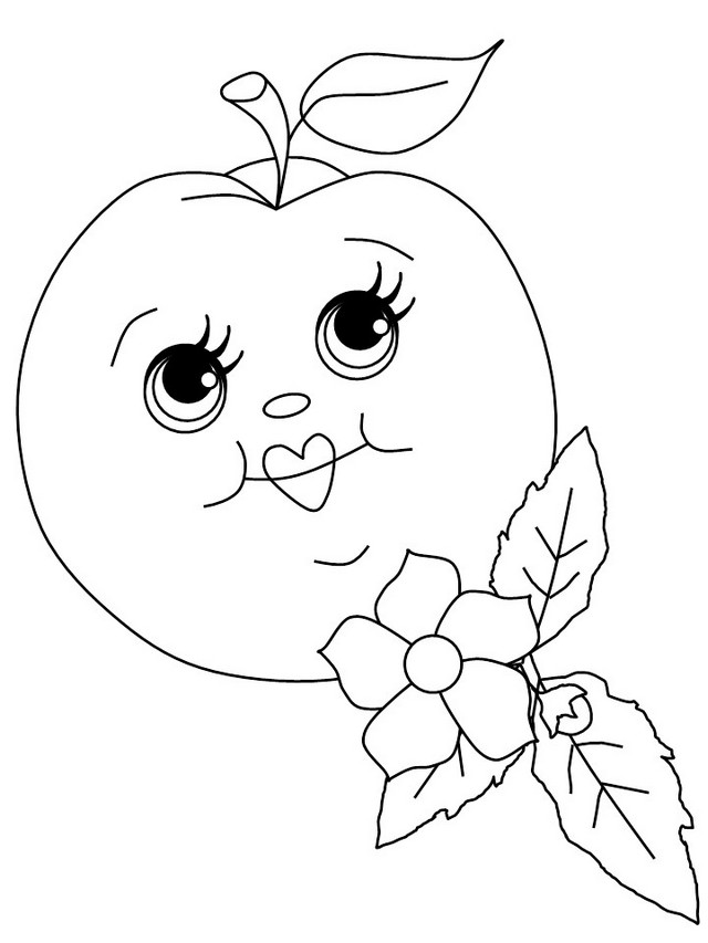 cartoon apple with faces coloring food with face coloring sheets