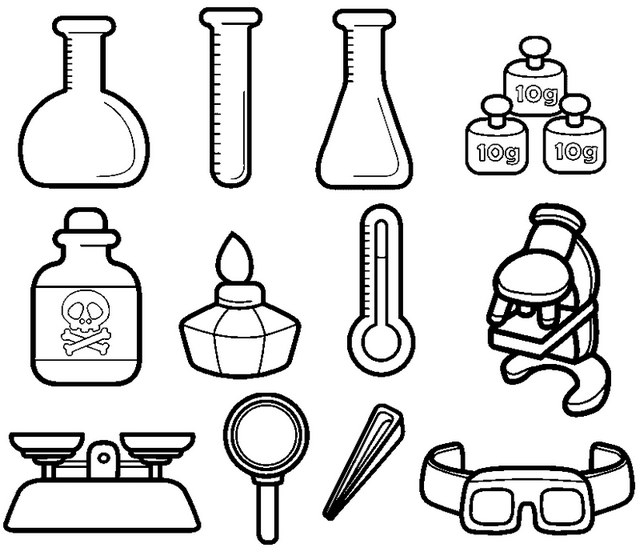 chemistry instruments coloring picture