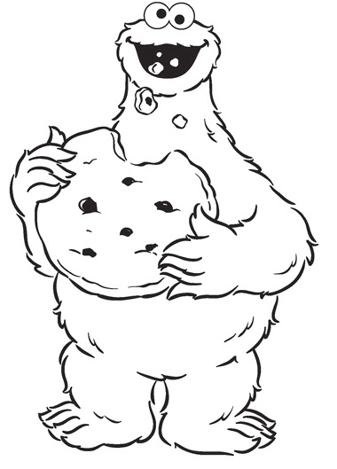 cookie monster blue fur coloring page for