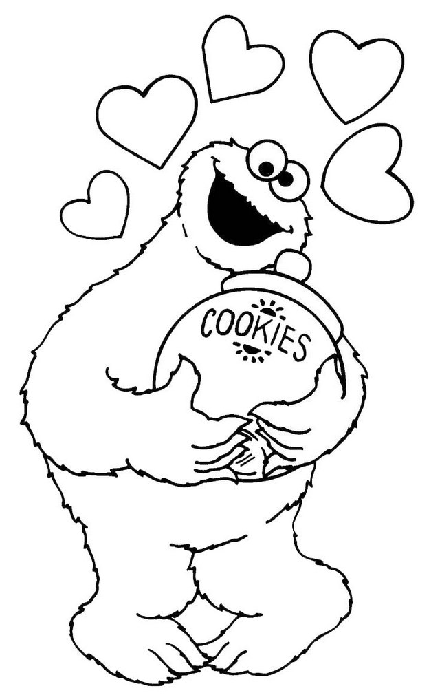 cookie monster spreading love coloring sheet