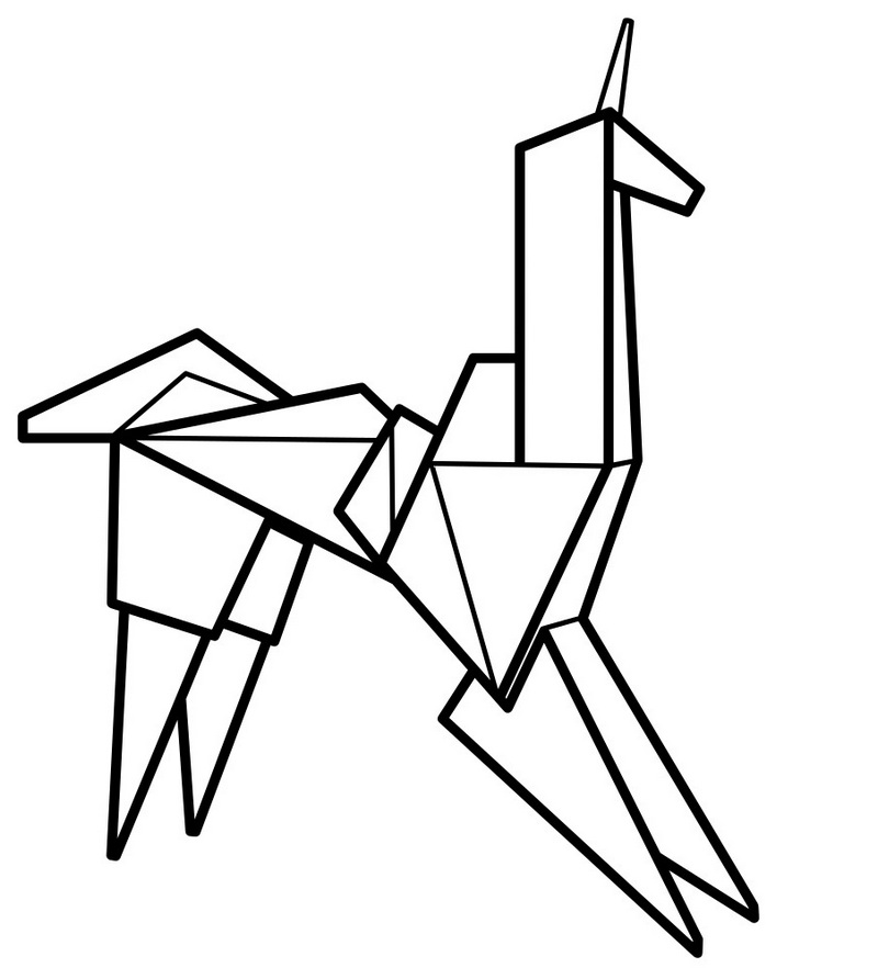 epic origami animal coloring page