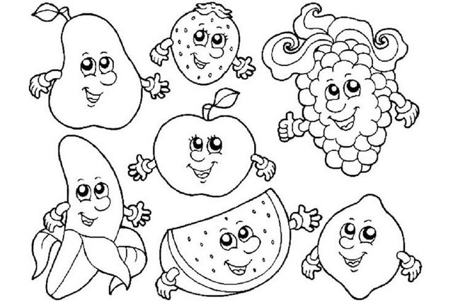 fruit with faces coloring food with face coloring sheets