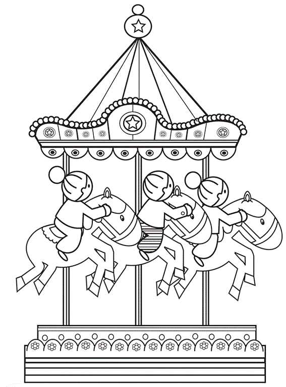 glittering carousel coloring page