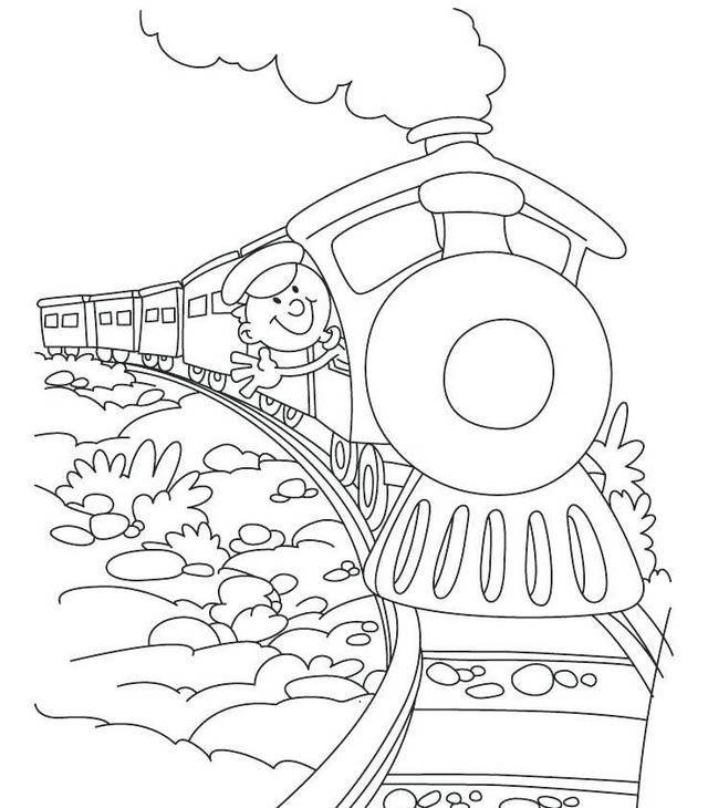 steam train cartoon coloring sheet for preschool children
