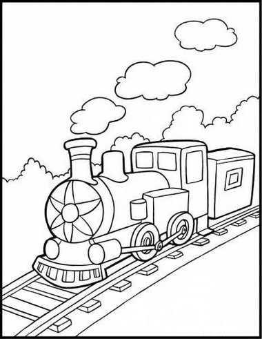 steam train coloring lineart picture for kids