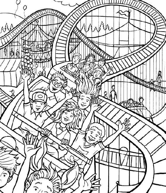 the intricate American Roller Coaster Coloring Sheet
