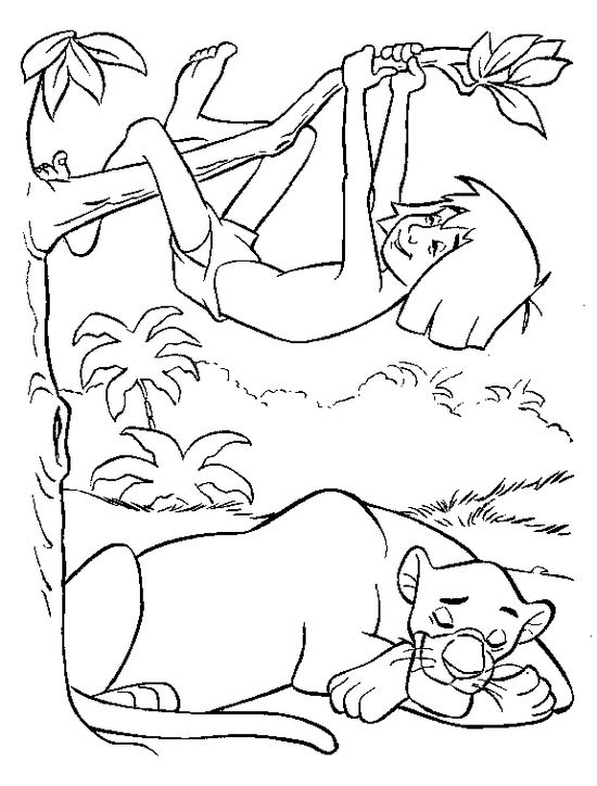 Fantastic Mowgli and Bagheraa the jungle book coloring pages