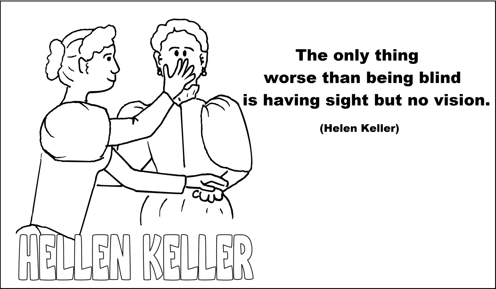 Helen Keller and quotes coloring page