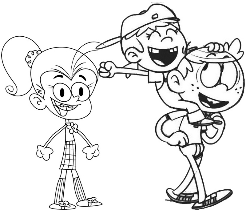 Luan Lana and Lincoln from Loud House Coloring Page