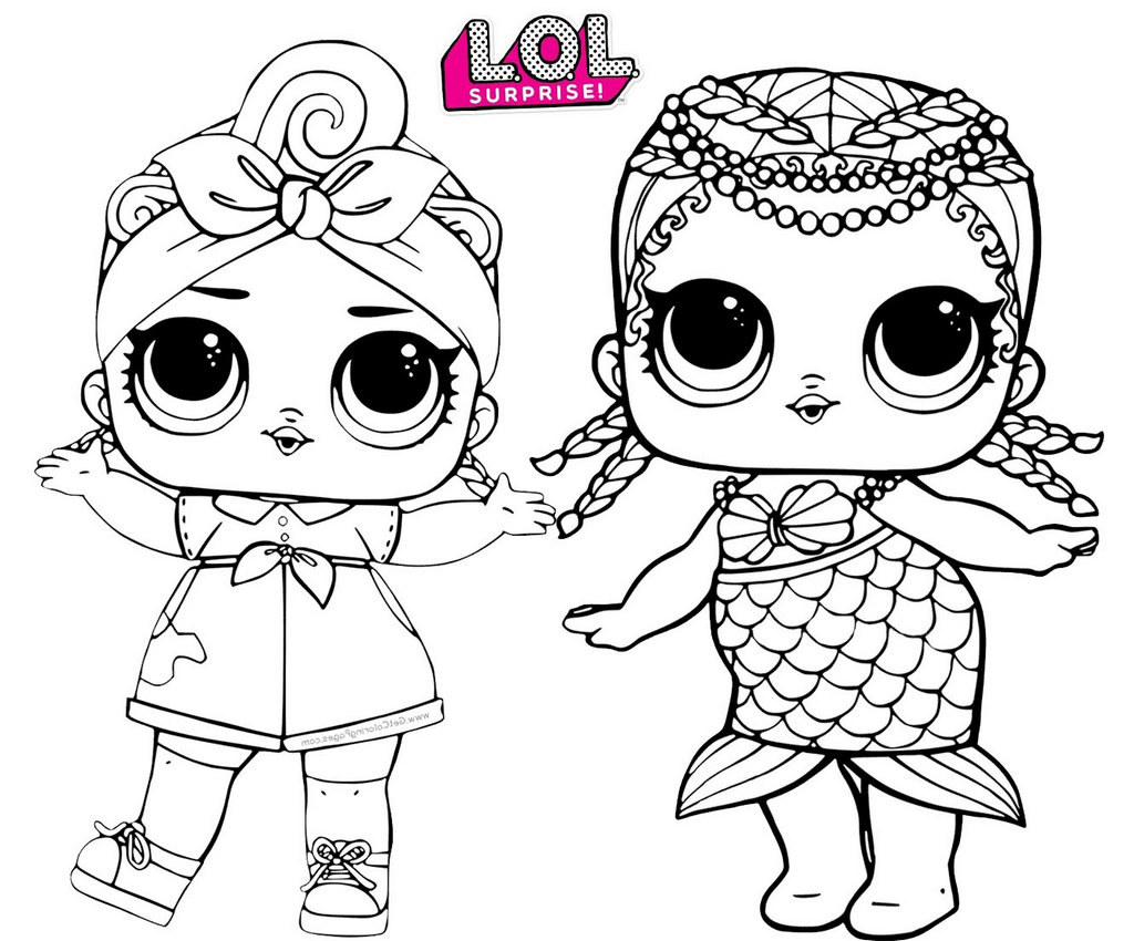 Merbaby Mermaid and Can Do Baby LOL Surprise Coloring Page