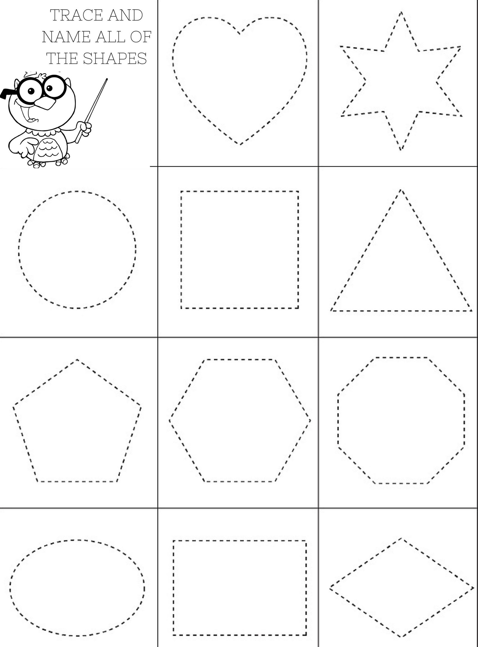 Printable shapes coloring page for preschool