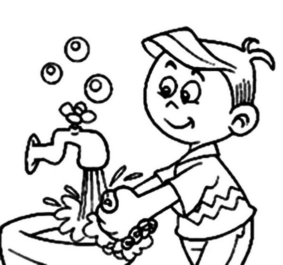 fun hand washing sign coloring page for kids