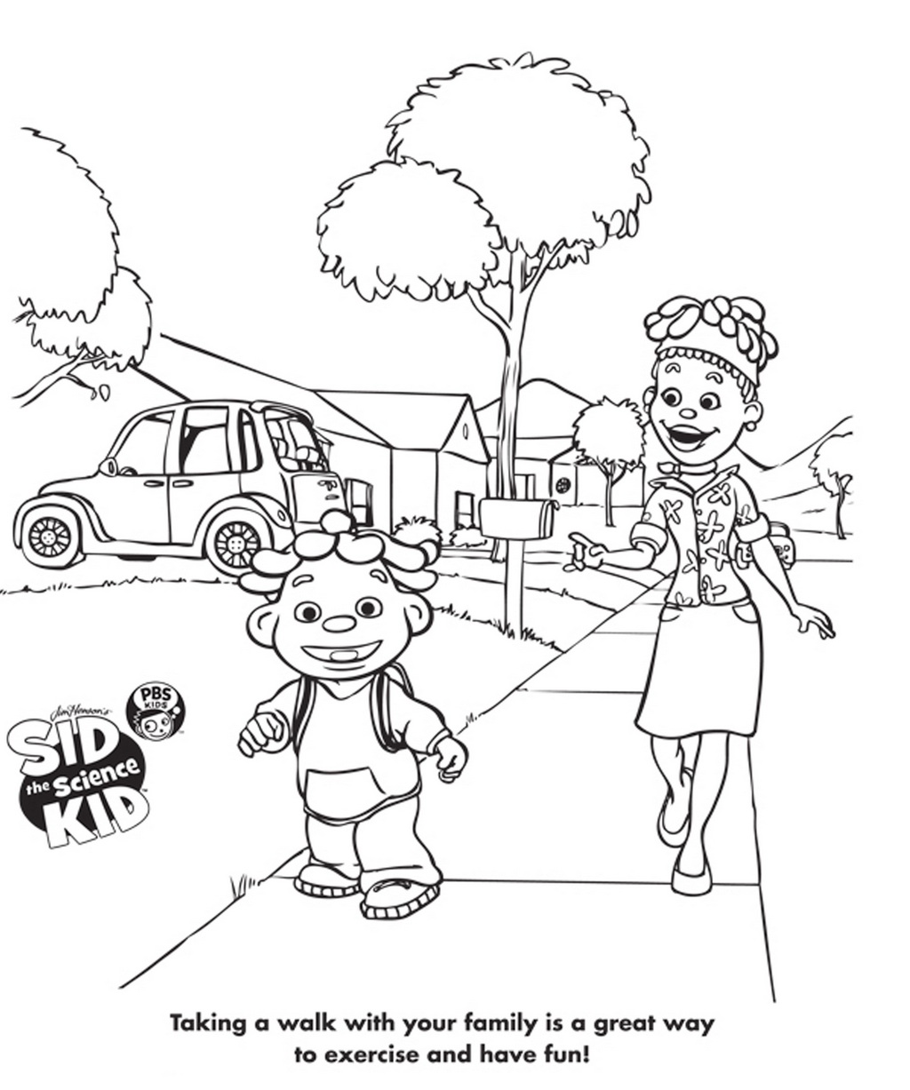 sid the science kid talking with family coloring sheet