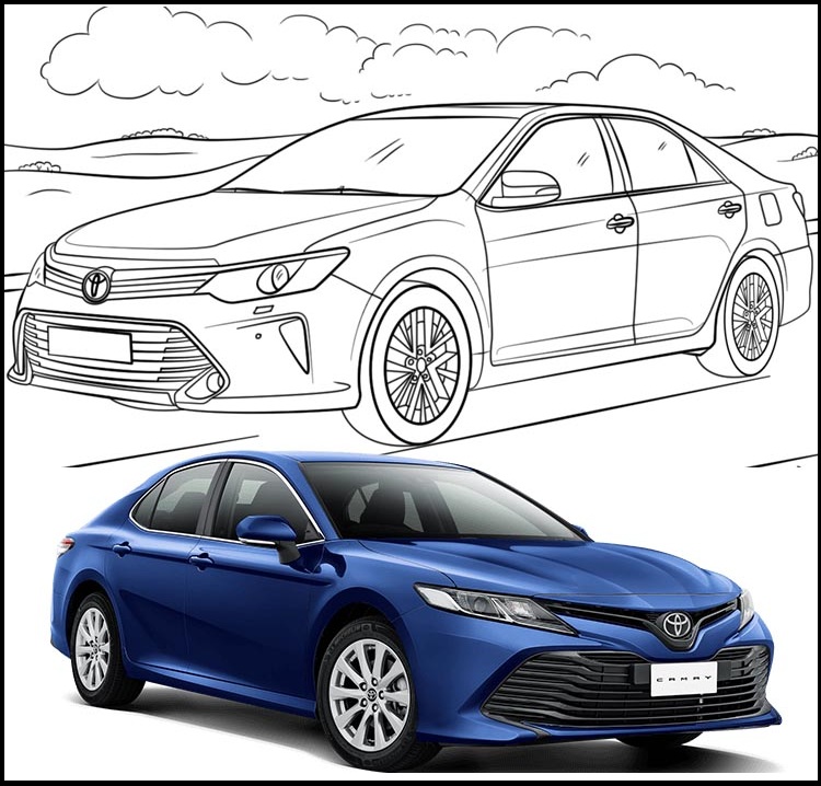 toyota camry skecth coloring page