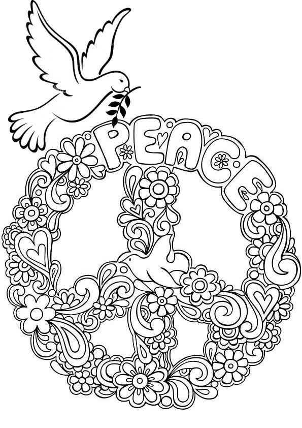 Peace Sign Pigeon Coloring Page