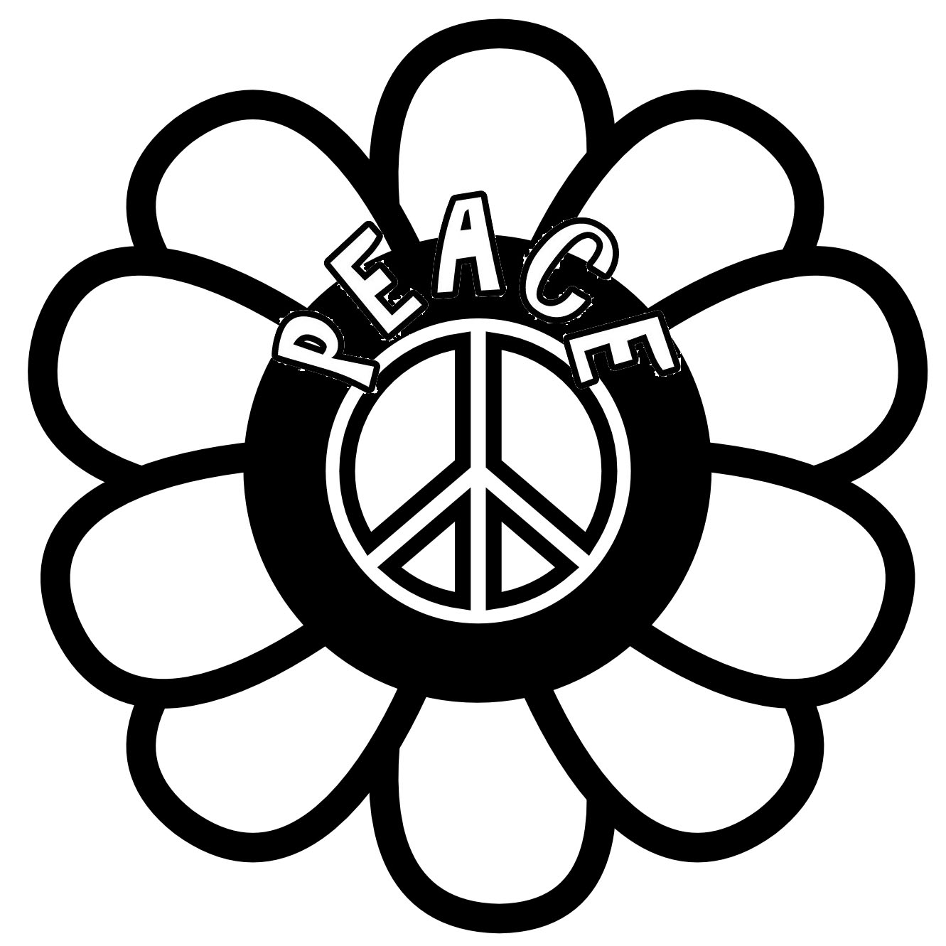 Peace Sign in Sunflower Coloring Page
