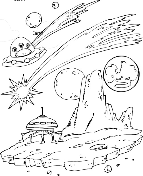 Unidentified flying object UFO Coloring Page