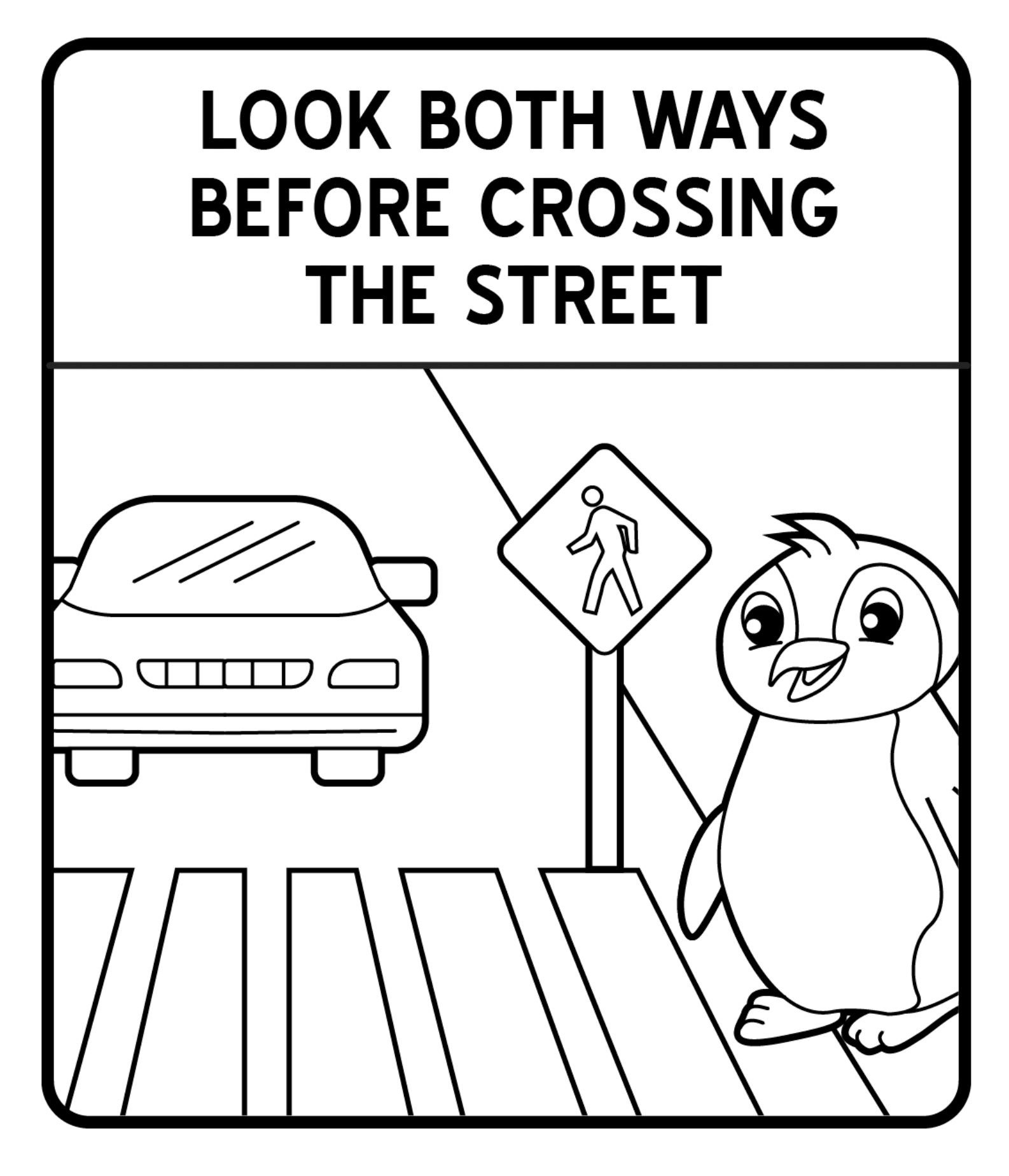 safety sign crossing the street coloring page