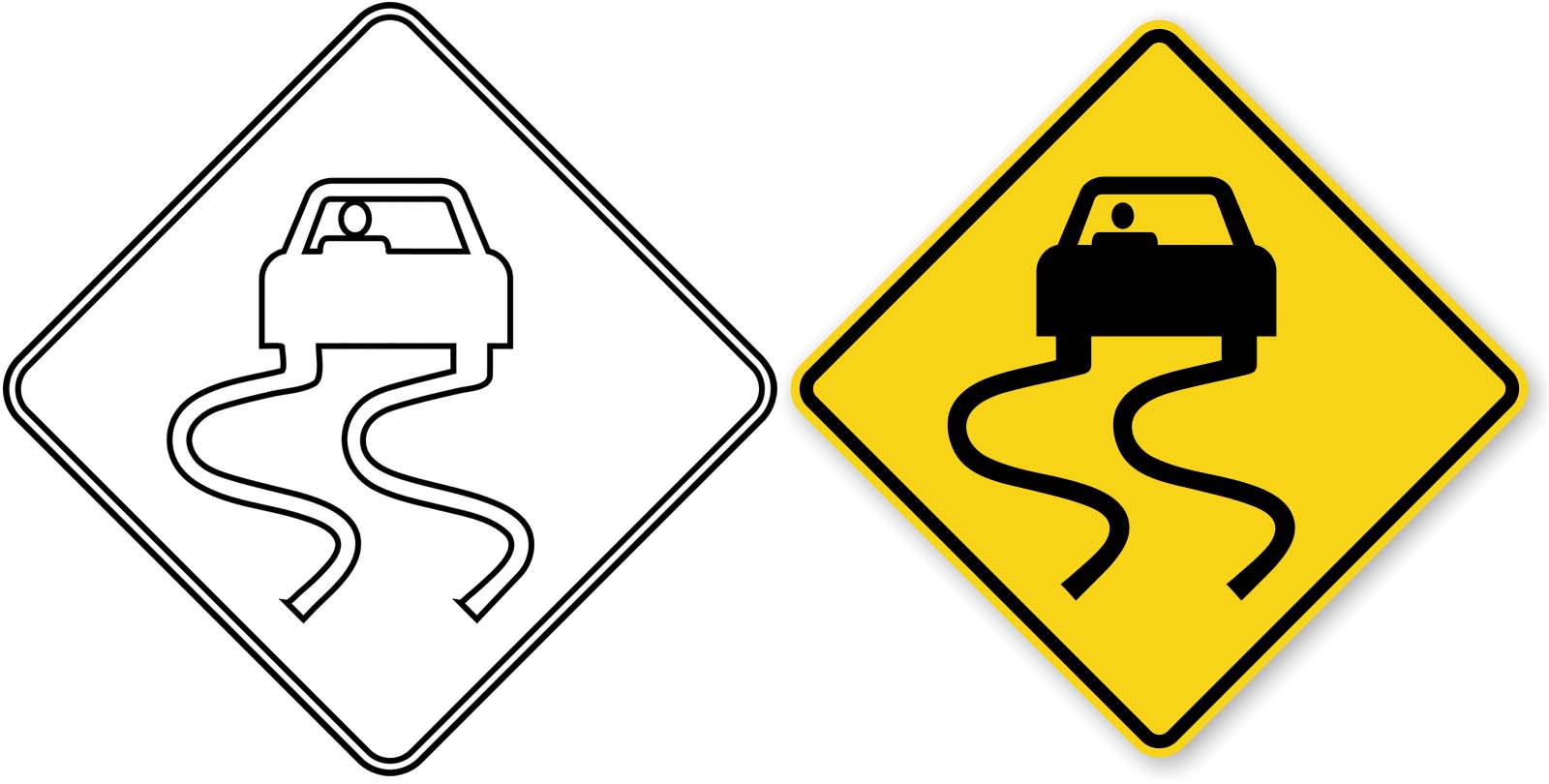 slippery road sign clipart