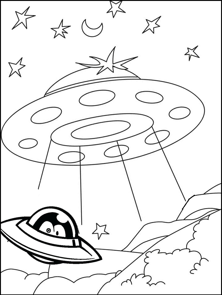 ufo landing coloring pages