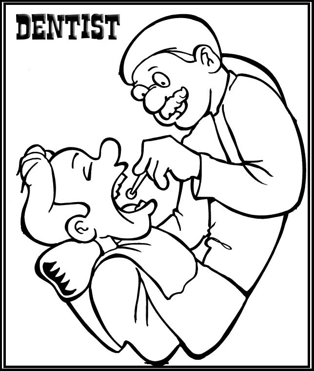 Dentist observing mouth patient Coloring Page