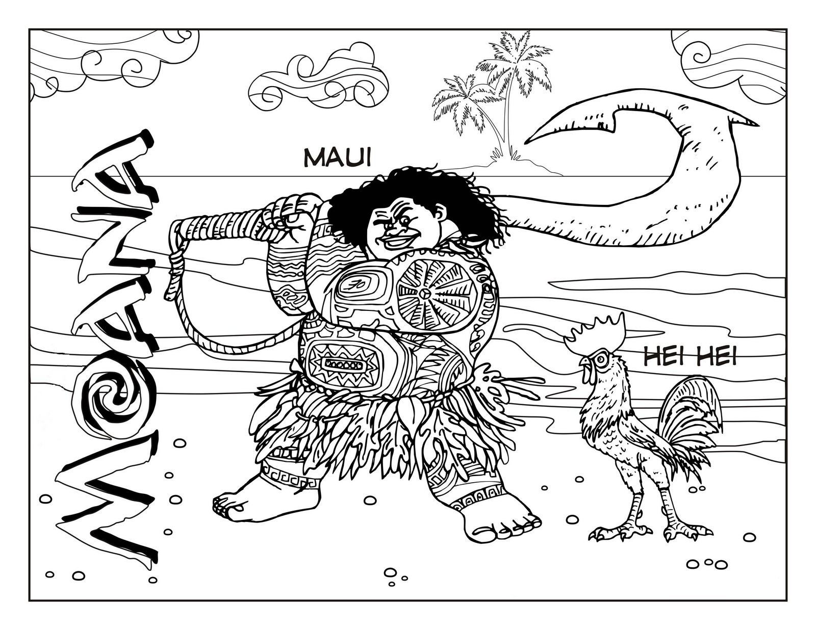 Disney Moana Maui Coloring Page