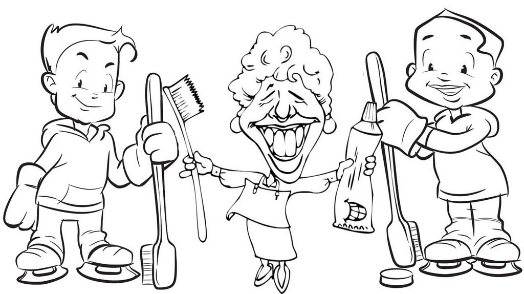 Happy Brushing teeth Poster Coloring Page