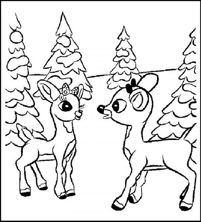 Winter Rudolph the Red Nosed Reindeer Coloring Pages