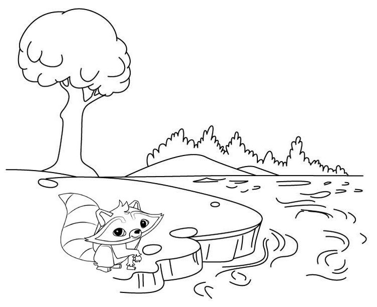best river and otter cartoon coloring page