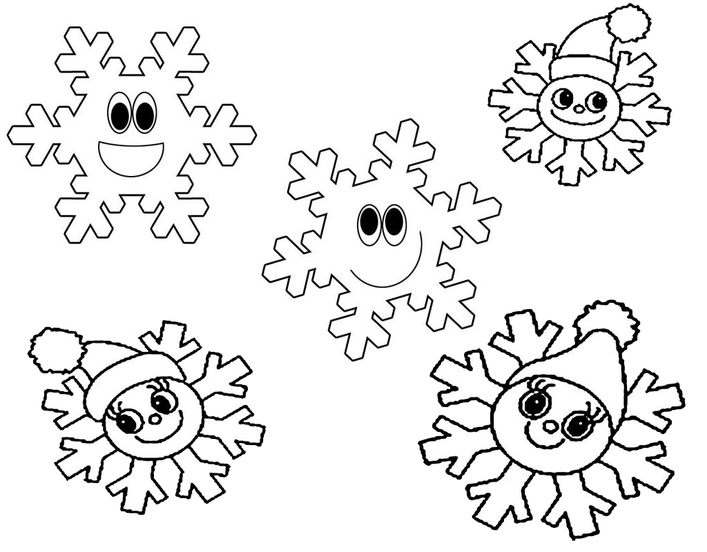 cute cartoon snowflakes coloring page