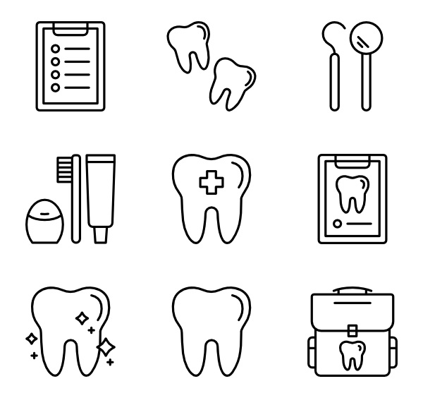 dental icon clipart and drawing page