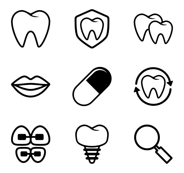 dental icon vector and logo clipart lineart