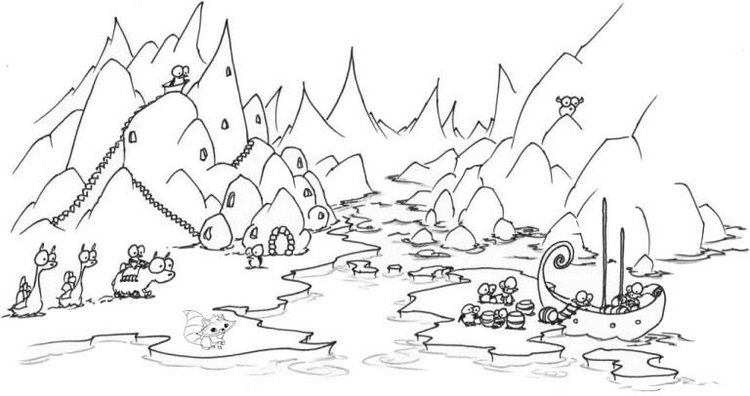 printable wonderful river mountains coloring page
