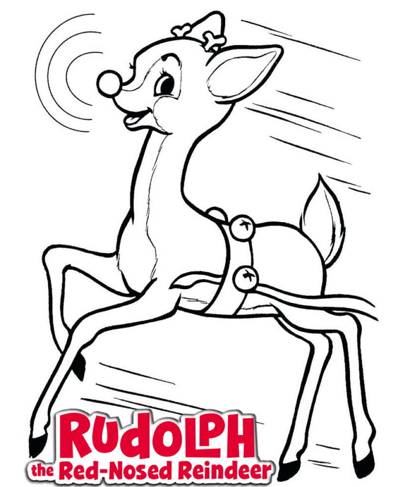 rudolph the red nosed reindeer Christmas coloring page for kids